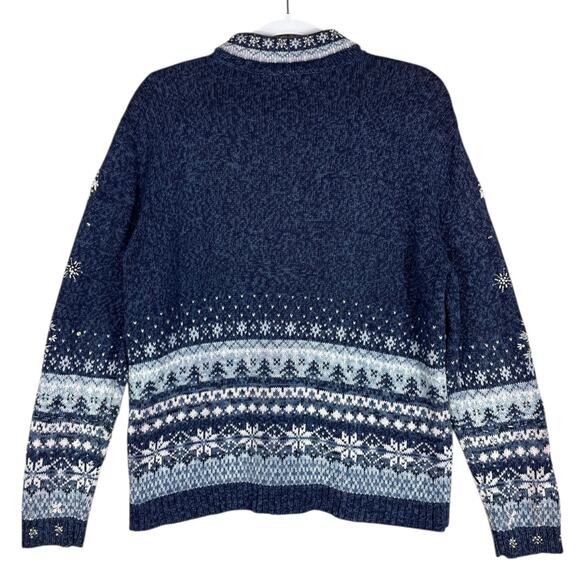 Heirloom Collection Vintage Beaded Snowflake Sweater Jacket Blue Women’s Large - Picture 9 of 15